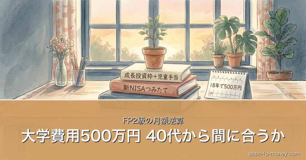 大学費用500万円 40代から間に合うか｜FP2級の月額逆算