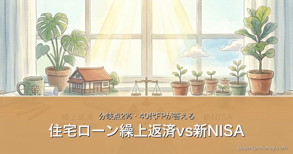 住宅ローン繰上返済vs新NISA｜分岐点2%・40代FPが答える