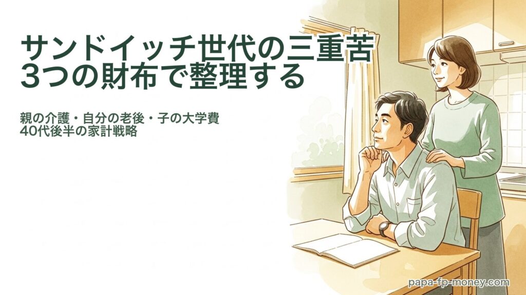 サンドイッチ世代の三重苦｜親の介護・自分の老後・子の大学費を3つの財布で整理する