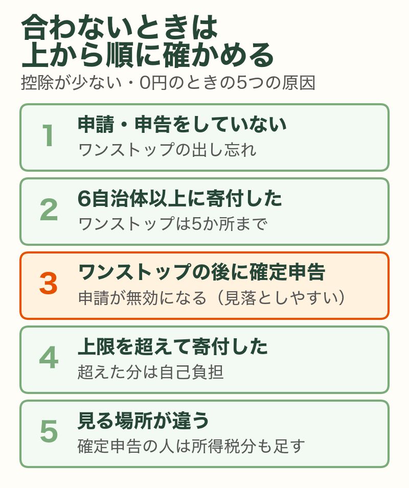 控除が合わないときに上から順に確かめる5つの原因
