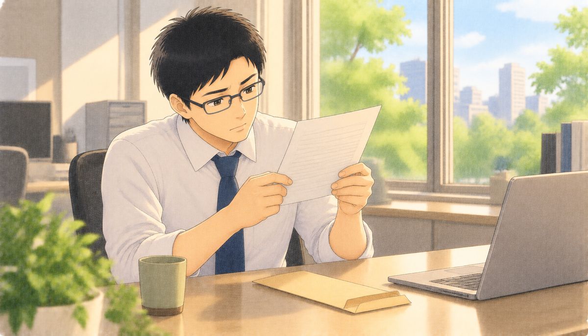 6月、会社で配られた住民税の通知を見て首をかしげる会社員